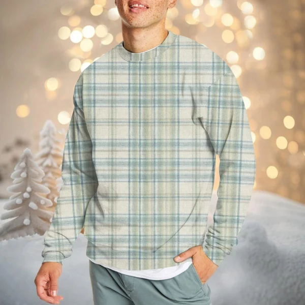 Men's Casual Fashion Comfortable Plaid Round Neck Pullover Sweatshirt Sweatshirt - Image 22