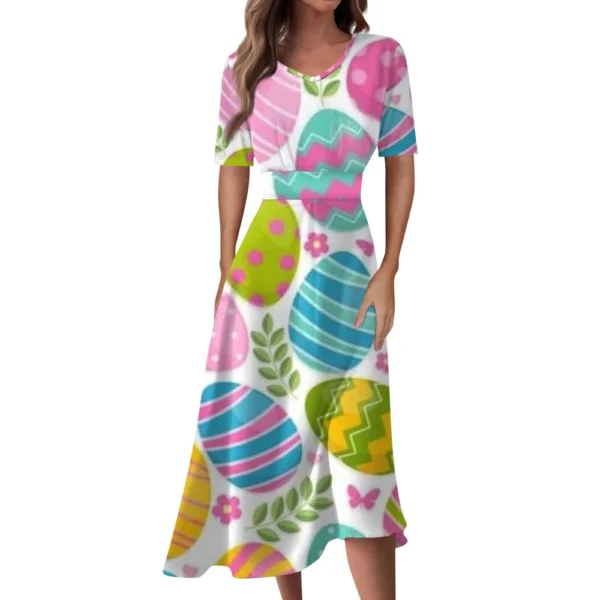 Women's Easter Loose Casual Sundresses Dresses Fashion Summer Printed Dress - Image 7