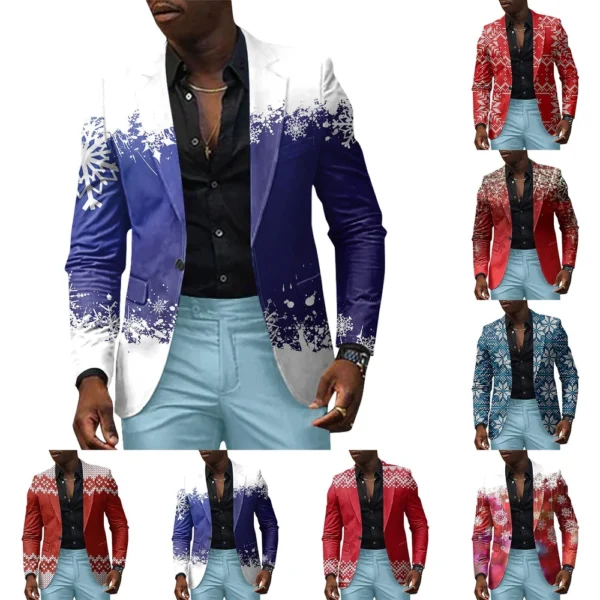 Unisex Winter Christmas Prints Suit Jackets Unisex Casual Fashion Button Jackets