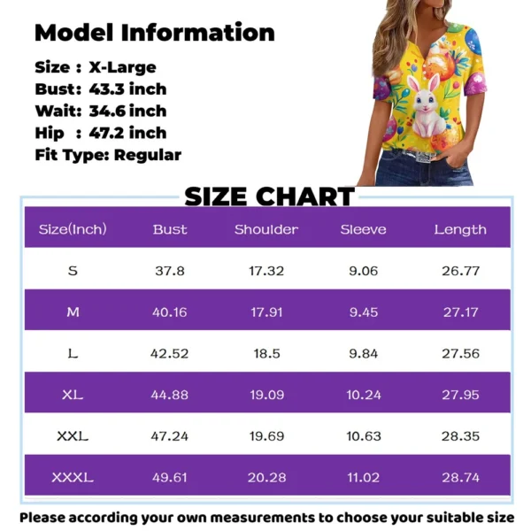 Women's T Shirt Print Button Short Sleeve Daily Weekend Fashion Basic V- Neck - Image 29