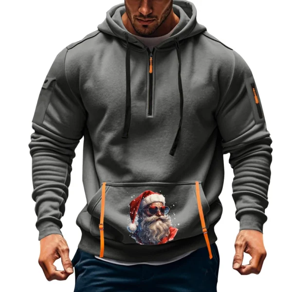 Men's Printed Sweatshirt Hoodie Zipper Arm Pocket Cardigan Men's Sports Large - Image 19