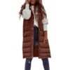 Women's Fashion Solid Color Hooded Single-Breasted Mid-Length Cotton Vest Slim - Image 14