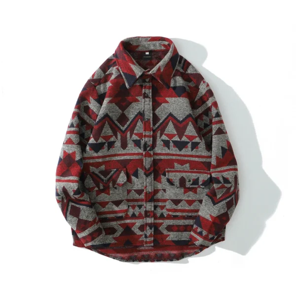 Retro Ethnic Long Sleeved Shirt Men'S Street Loose Fashion Jacket - Image 25