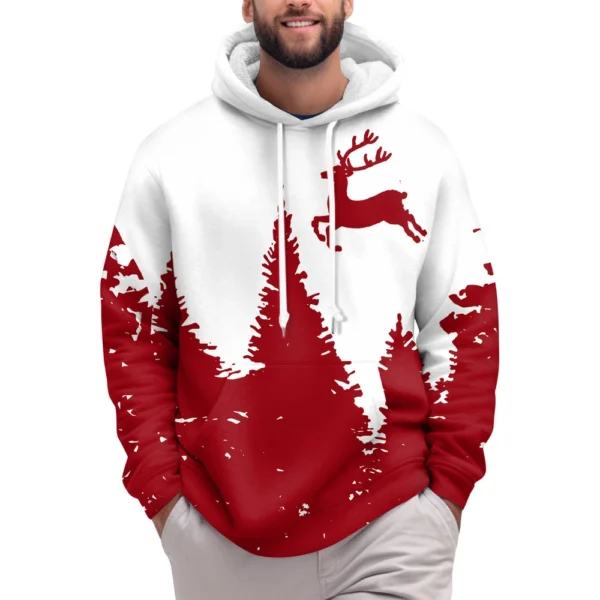 Men's Print Plush Warm Coat Fleece Sweater Casual Coat Pocket Sweater Winter - Image 26