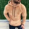 Men's Side Seam Pocket Hooded Lapel Solid Color Double-sided Velvet Hooded Long - Image 22