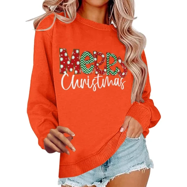 Women's Casual Loose Solid Color Easter Print Round Neck Long Sleeve Hoodie - Image 8