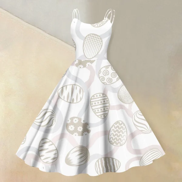Women's  Casual Fashion Flower Print Sexy Off Shoulder Punk Retro Skirt - Image 28