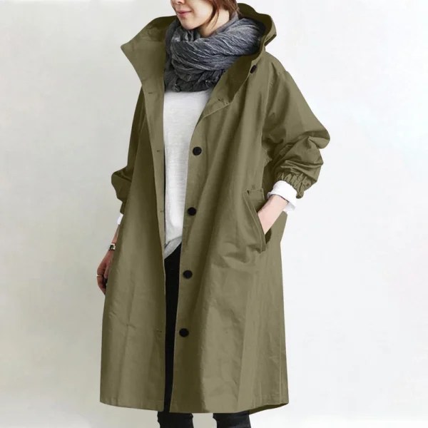 Jacket For Women Casual Plus Size Coat Solid Color Mid Length Windbreaker - Image 13