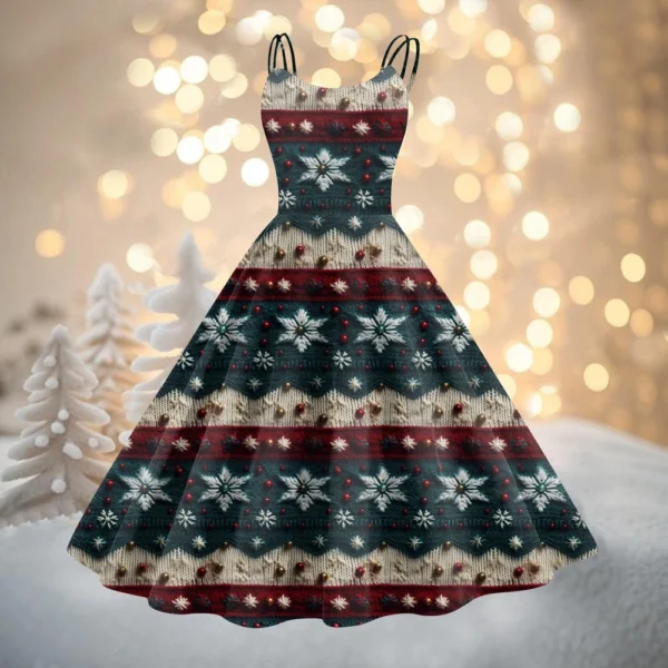 Women's Fashion Christmas Printed Sexy Strapless Gothic Cocktail Dress Punk, - Image 16