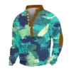 Men's Print Plush Warm Coat Fleece Sweater Casual Coat Pocket Sweater Winter - Image 11