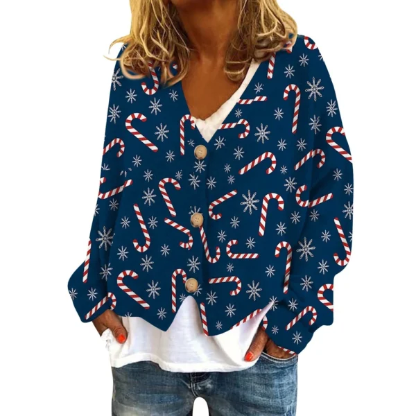 Women's Fashion Short Coat Casual Long Sleeve Printed Single Breasted Plush Top - Image 29
