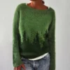 Women's Fashionable Casual Printed Round Neck Pullover Loose Long Sleeved - Image 13