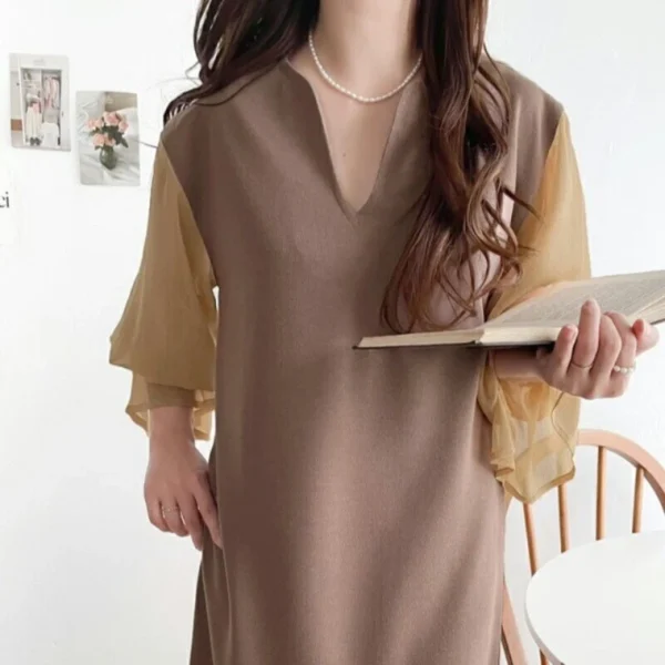 Loose splicing dress long dress - Image 2