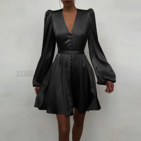 Women's cuff V-neck shirt dress - Image 4