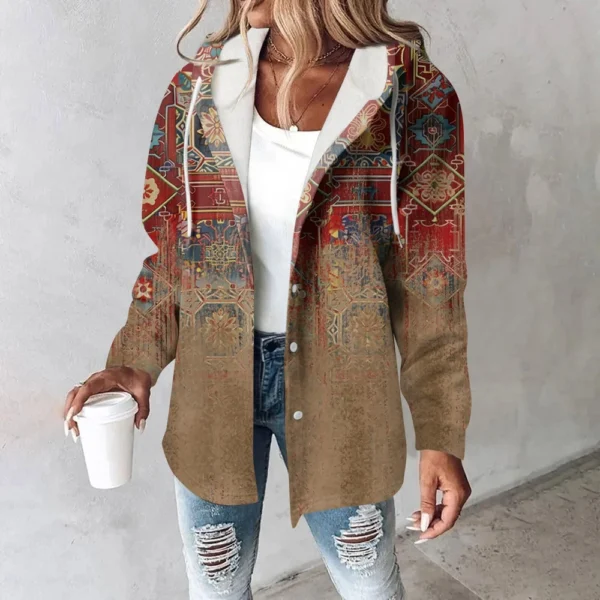 Women's Coat Casual And Fashionable Composite Thick And Warm Printed Hooded - Image 19