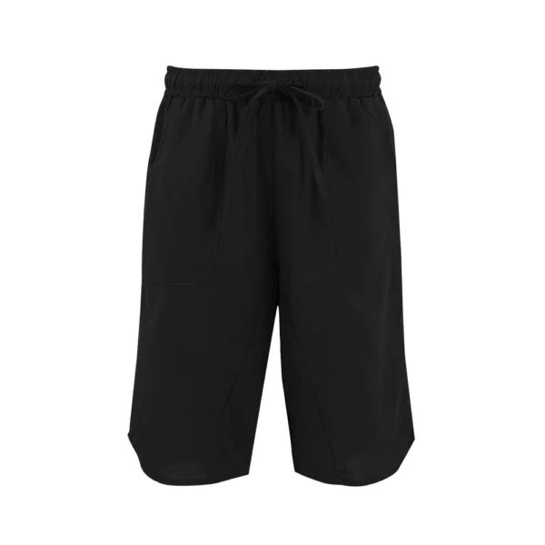 Womens Casual Cotton Hemp High Waist Drop Wide Legs With Drawstring Fifth Pants - Image 12