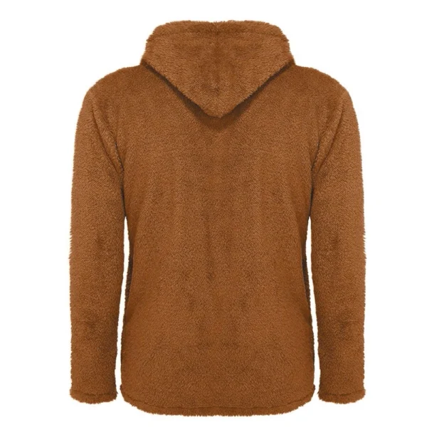 Fall And Winter Men's Solid Color Hooded Fleece Coat Fleece Fashion Trend - Image 12