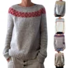 Women's Fashionable Casual Printed Round Neck Pullover Loose Long Sleeved