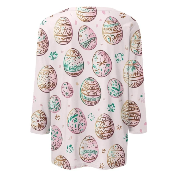 Women's Casual Fashion Easter Tops Plus Size Printed Basic 3/4 Sleeve Pullover - Image 10