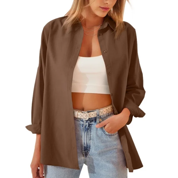 Fashion Loose Long Sleeve Cardigan Shirt Top - Image 5