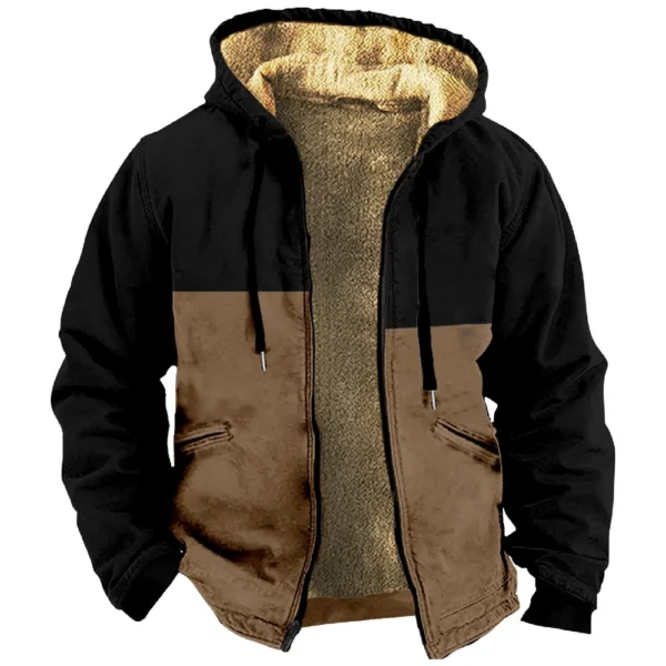 Men's Winter Print Jacket Men's Casual Trend Zipper Hooded Jacket - Image 14