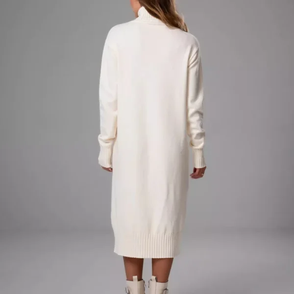 Women's Fall And Winter High Neck Loose Inner Solid Colour Thin Sweater Dress - Image 12