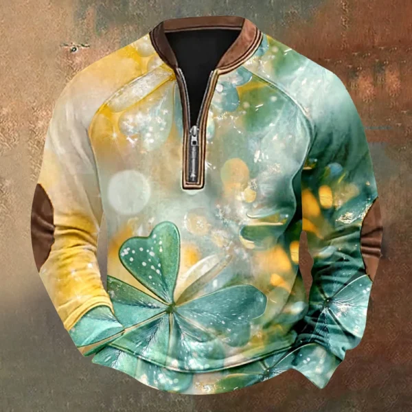 Men's St. Patrick's Day Vintage Casual Zip Sweatshirt Outdoor Casual Top - Image 28