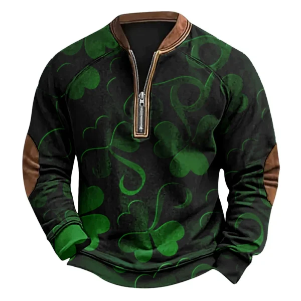 Men's St. Patrick's Day Vintage Casual Zip Sweatshirt Outdoor Casual Top - Image 32