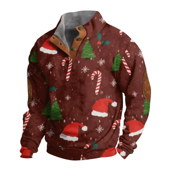 Men's Buttoned Sweatshirt With European And American Autumn/winter Printed Long - Image 32