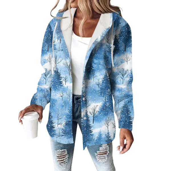 Women's Coat Casual And Fashionable Composite Thick And Warm Printed Hooded - Image 35