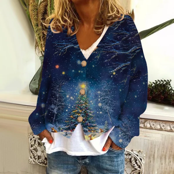 Women's Fashion Short Coat Casual Long Sleeve Printed Single Breasted Plush Top - Image 22