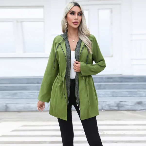 Coat long long sleeve windbreaker with hat - Image 3