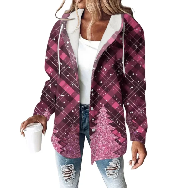 Women's Coat Casual And Fashionable Composite Thick And Warm Printed Hooded - Image 9
