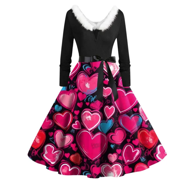 Women's Fashion Round Neck Casual Slim  Printed Long Sleeve Dresses - Image 11