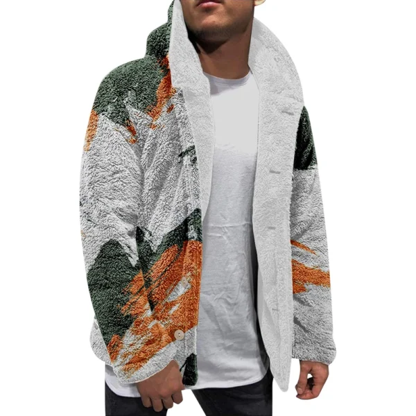 Men'S Winter Zipper Hooded Fleece Sweatshirt With Patch Pocket Casual Jacket - Image 3