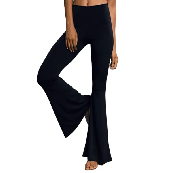 Women's Solid Color Relaxed Sports Casual High-waisted Flared Yoga Pants Long - Image 3
