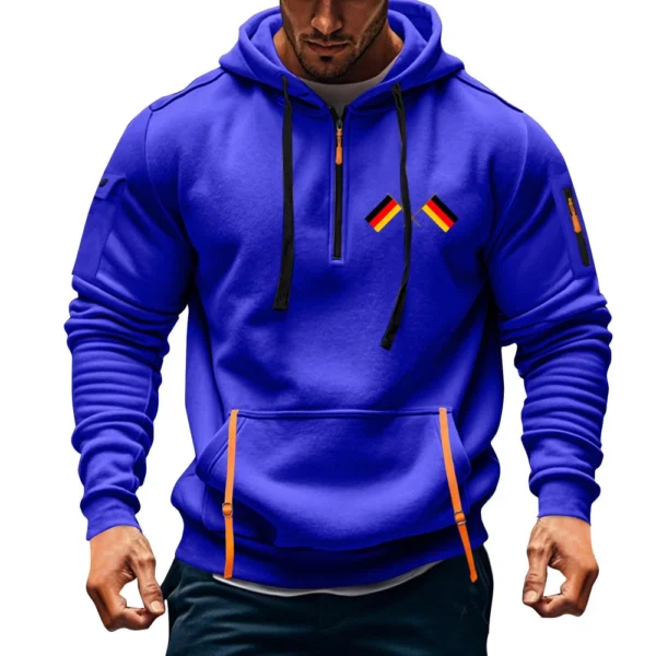 Men's Printed Sweatshirt Hoodie Zipper Arm Pocket Cardigan Men's Sports Large - Image 16