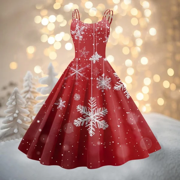 Women's Fashion Christmas Printed Sexy Strapless Gothic Cocktail Dress Punk, - Image 58
