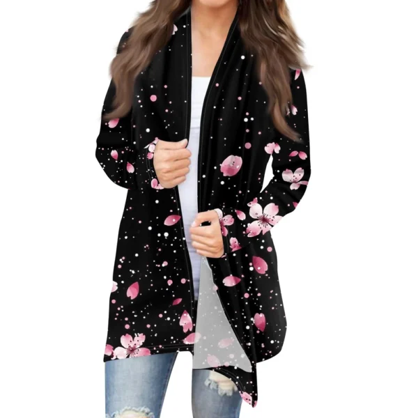 Women's Fashion Casual Vintage Floral Printed Mid-Length Cardigan Jacket - Image 7