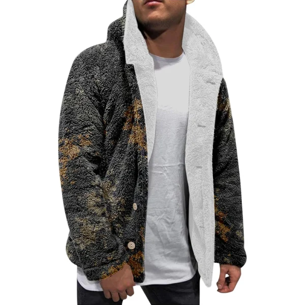 Men'S Winter Zipper Hooded Fleece Sweatshirt With Patch Pocket Casual Jacket - Image 12