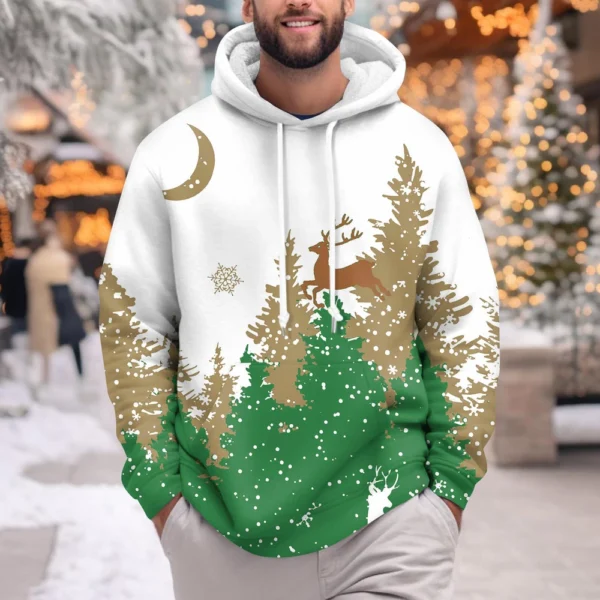 Men's Print Plush Warm Coat Fleece Sweater Casual Coat Pocket Sweater Winter - Image 19