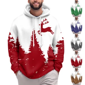Men's Print Plush Warm Coat Fleece Sweater Casual Coat Pocket Sweater Winter