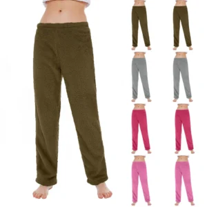 Women's Solid Color Thick Solid Color Loose Double-sided Plush Thermal Pants