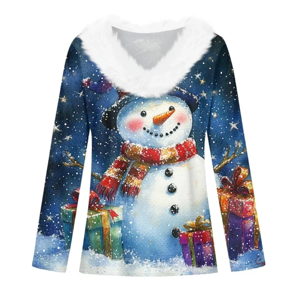 Long Sleeve Shirts For Women Cute Tops Christmas Prints Tees Blouses Casual - Image 11