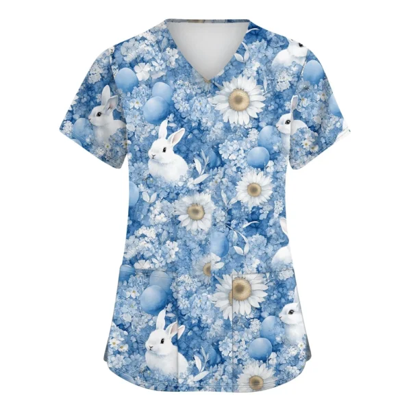 Women's Daily Fashion Casual Short Sleeved Round Neck Printed Loose T-Shirt - Image 31