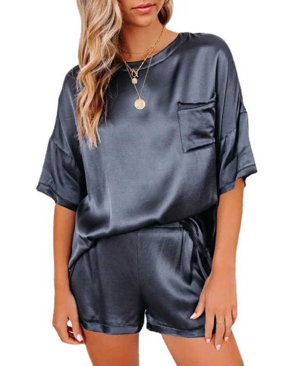 Set Solid Color Short Sleeve Short T-Shirt Pants Loose Casual Set - Image 23