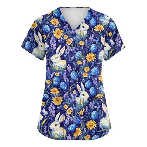 Women's Daily Fashion Casual Short Sleeved Round Neck Printed Loose T-Shirt - Image 44