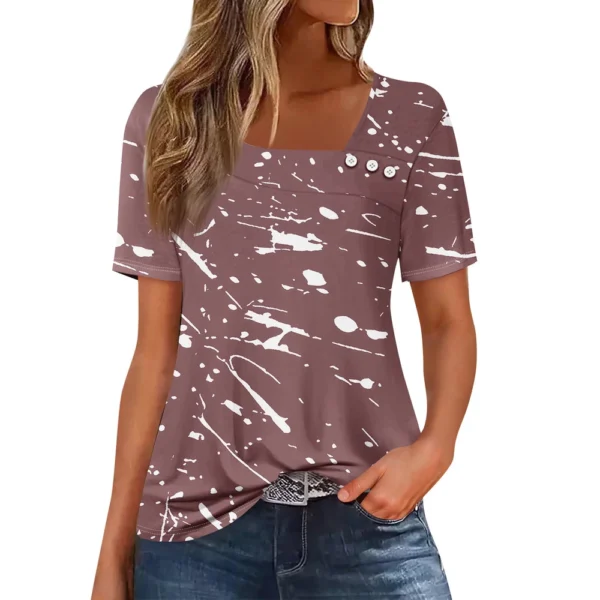 Women's Short Sleeved Loose Daily Casual Round Neck Fashion Printed T-Shirt - Image 20