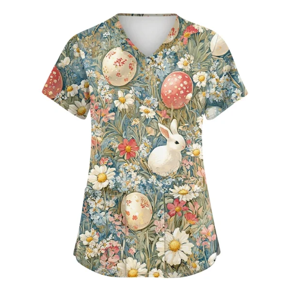 Women's Daily Fashion Casual Short Sleeved Round Neck Printed Loose T-Shirt - Image 14