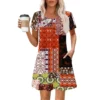 Women's Summer Casual Petal Slim Stripe Pleated Solid Color Dresses - Image 2